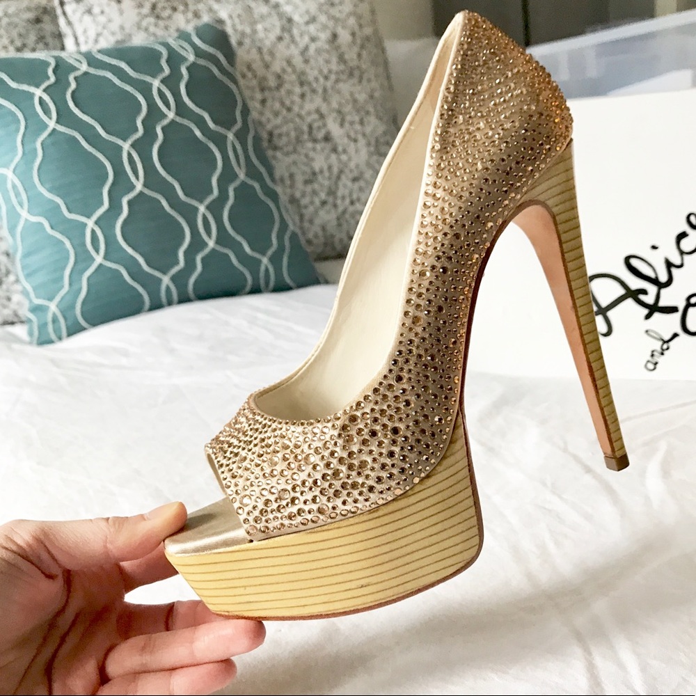 Alice & Olivia Laird Swarovski Platform Peep Toes - Picture 3 of 7